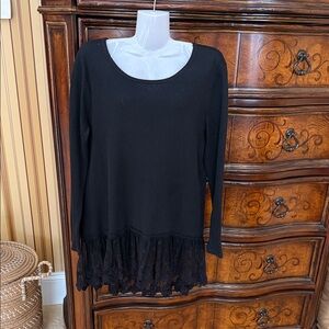 Dylan Black Lace Trim Women's Blouse